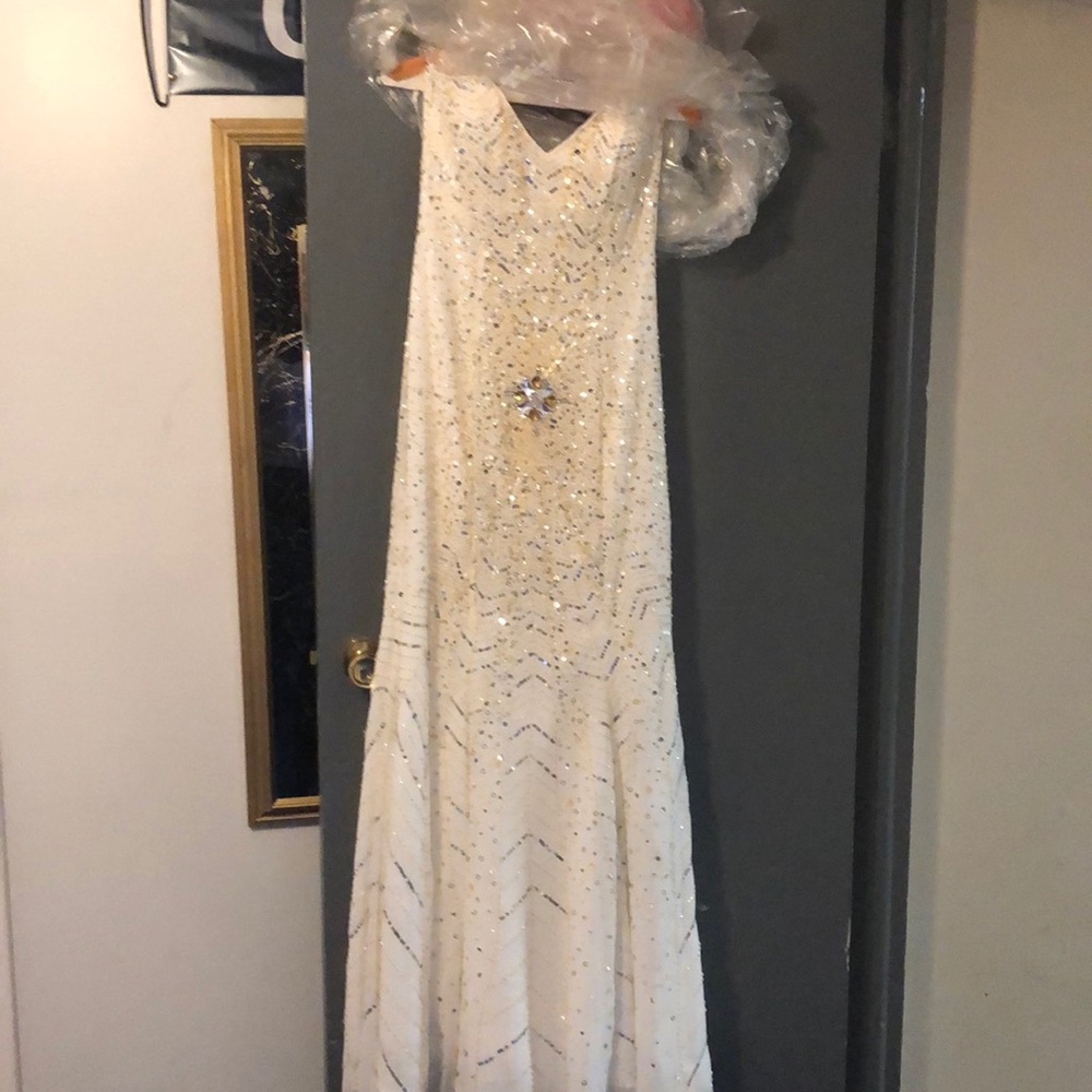 White wedding/ prom gown. Glamorous beading.